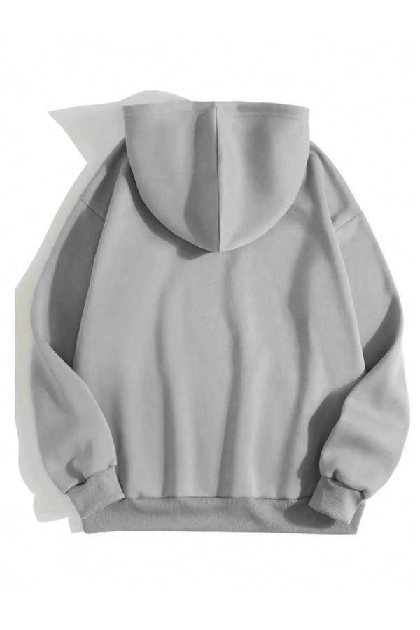 Erkek Düz Kapüşonlu Sweat - Boyalı Gri - Image 1