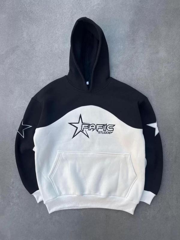 Parçalı Nakış İşlemelı Kapüşonlu SweatShirt - Siyah - Image 1