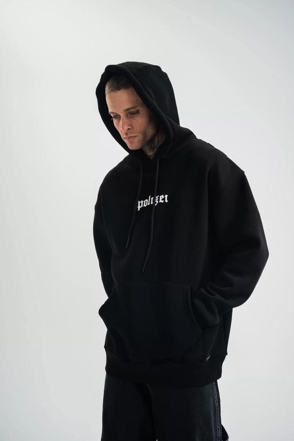 Kapşonlu Double Oversize Dijital Patchli SweatShirt - Siyah - Image 1
