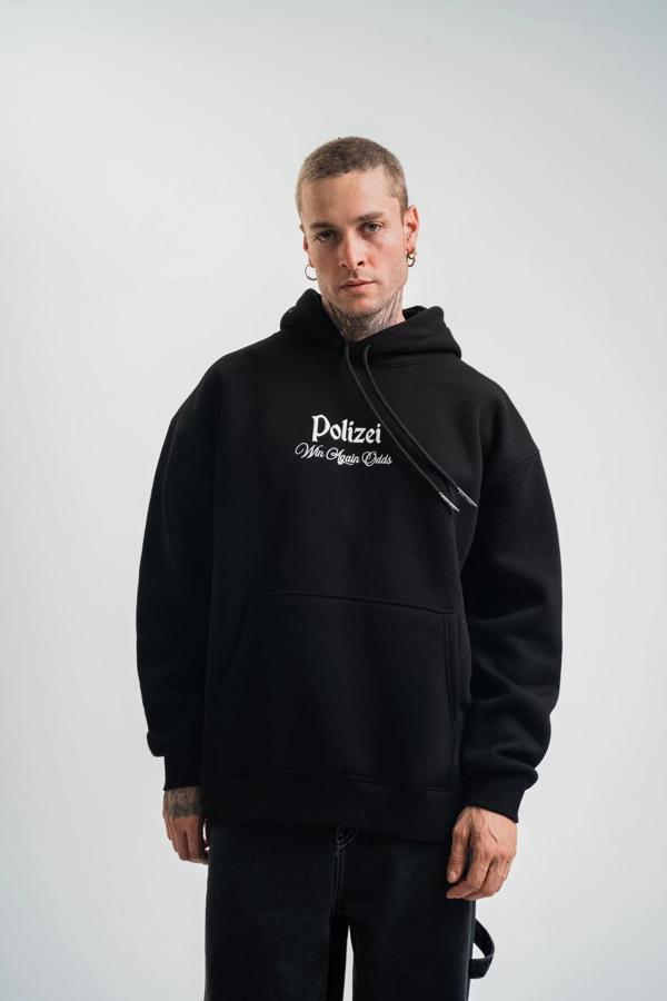 Üç İplik Kapşonlu Dijital Patchli SweatShirt - Siyah - Image 1