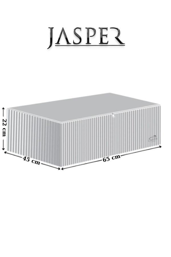 Jasper Antrasit Çizgili Büyük Boy Baza Altı Ve Çekyat Hurç - 65x45x22 Cm - Organizer. - Image 1
