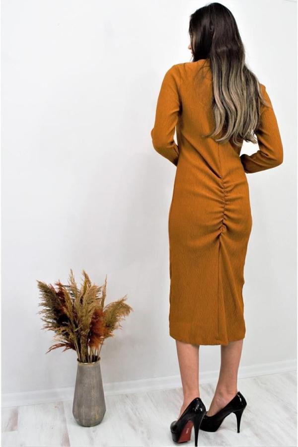 Kadın Arkası Büzgü Detaylı Likralı Vücuda Oturan Uzun  Elbise 3281160 - Image 1