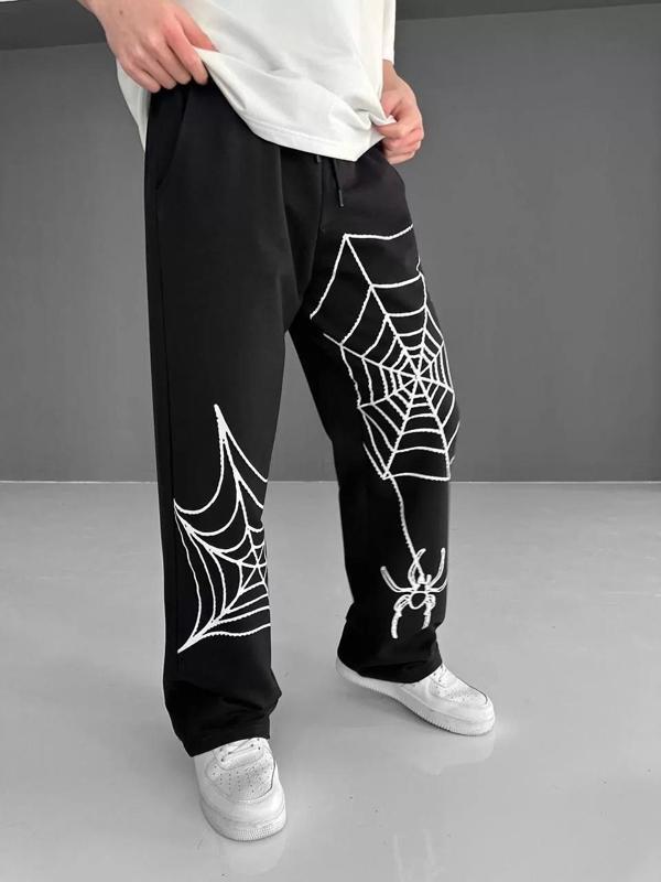 İki İplik Kumaş Örümcek Baskılı Esofman - Siyah - Image 1