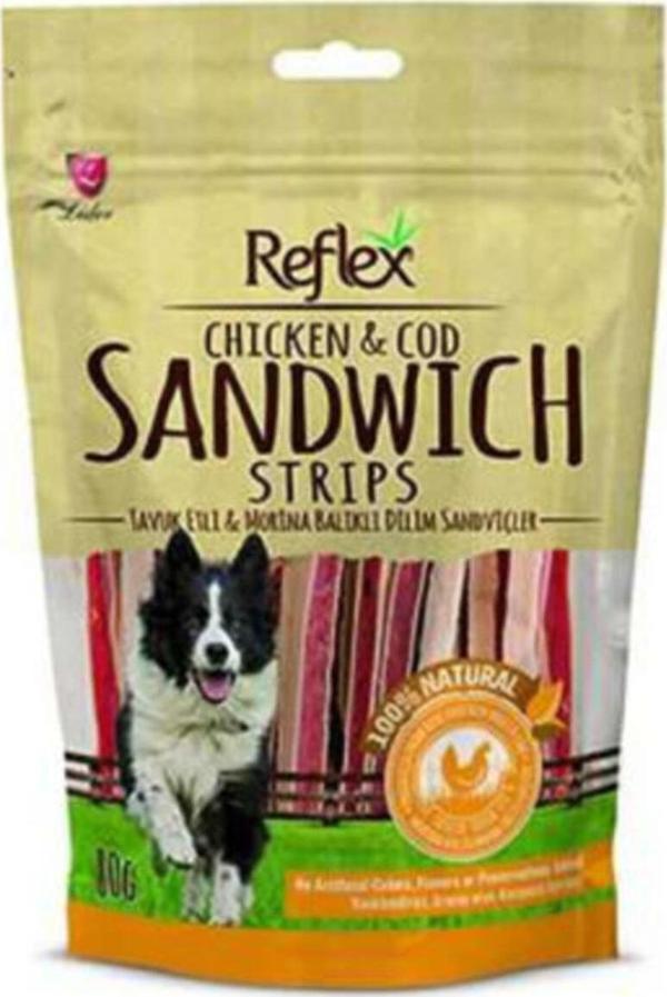 REFLEX TAVUKLU VE MORİNA BALIKLI DİLİM SANDVİÇLİ KÖPEK ÖDÜL MAMASI 80GRX3 ADET - Image 1
