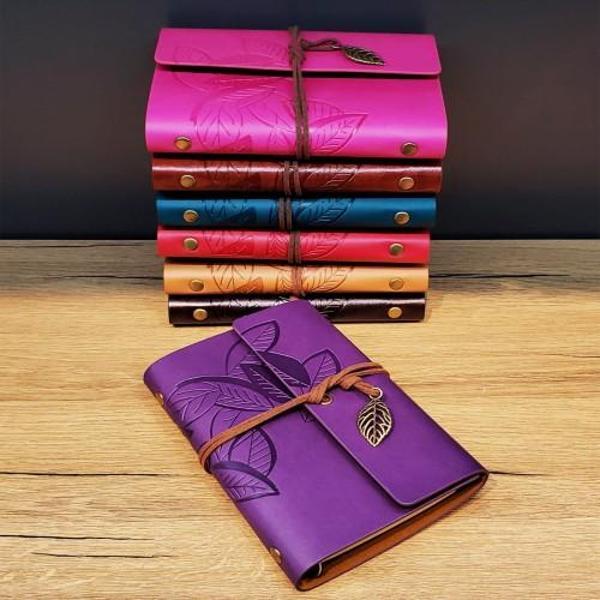 Yaprak Desenli Deri Defter - Image 1
