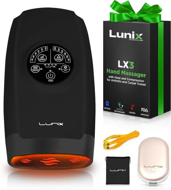 Lunix LX3 Kablosuz El Masaj Aleti, Isı ve Kompresyon Özellikli - Siyah - Image 1