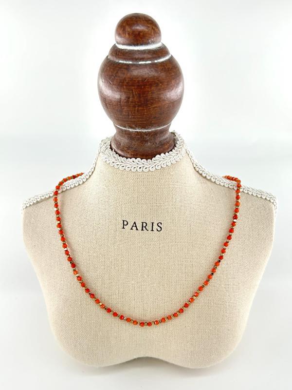 TURUNCU GARNET DOĞAL TAŞ KOLYE 3MM - Image 1