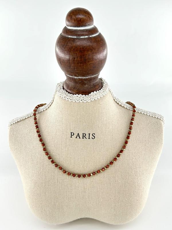 KAHVERENGİ YILDIZ TAŞI DOĞAL TAŞ KOLYE 3MM - Image 1