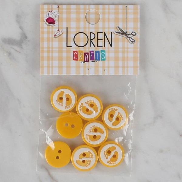 Loren Crafts sarı 8 li ayak izi düğme - 443 - Image 1