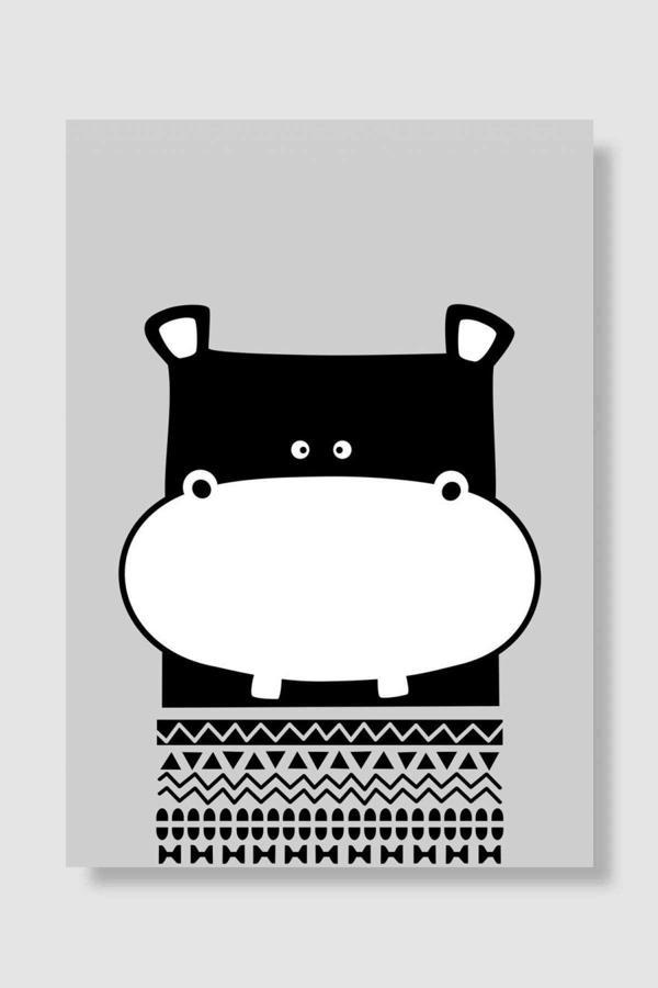 Kubdekor Hipopotam Portresi Çocuk Odası Poster Yüksek Kalite Çocuk Odası Dekoratif Duvar Poster - Image 1