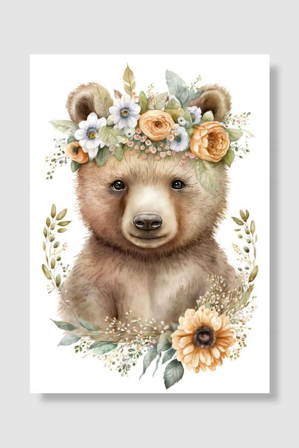 Kubdekor Şirin Bebek Kahverengi Ayı Çocuk Odası Duvar Poster - Image 1