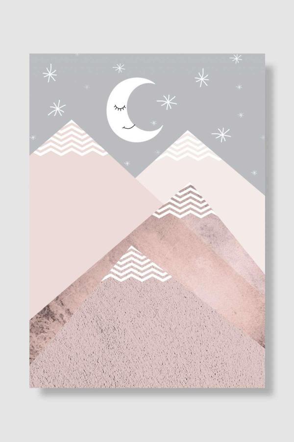 Kubdekor Pembe Dağlar Çocuk Odası Poster Yüksek Kalite Çocuk Odası Dekoratif Duvar Poster - Image 1