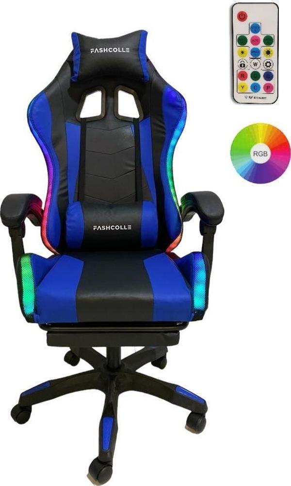 Fashcolle Blue Star Işıklı - Masaj Özellikli Oyuncu Koltuğu Mavi-Siyah - Image 1