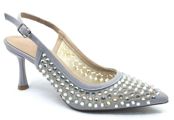 Feles Arkası Açık Zümrüt Taş Detaylı Stiletto Kadın Ayakkabı - Image 1