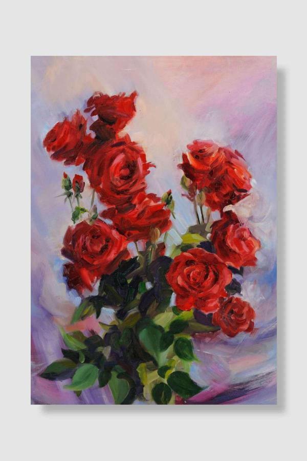 Kubdekor Red Rose Flower MONET Popart Poster Dekoratif Modern Sanatsal Duvar Poster - Image 1