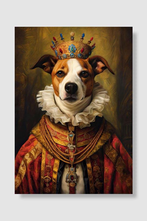 Kubdekor Jack Russell Terrier King Popart Poster Dekoratif Modern Sanatsal Duvar Poster - Image 1