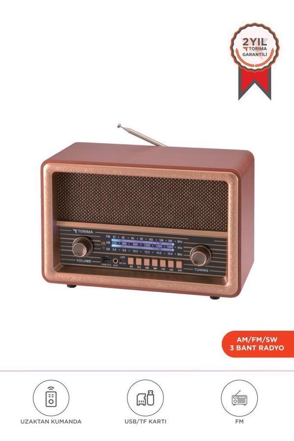 Torima D56 Ahşap Nostaljik Uzaktan Kumandalı Bluetooth Hoparlör – Radyo, USB/TF, TWS, Şarjlı - Image 1