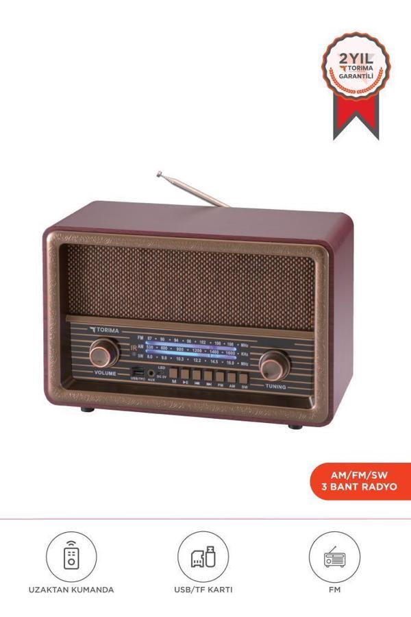 Torima D56 Kahverengi Nostaljik Uzaktan Kumandalı Bluetooth Hoparlör – Radyo, USB/TF, TWS, Şarjlı - Image 1
