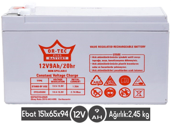 12 V 9 AHM KURU AKÜ - Image 1