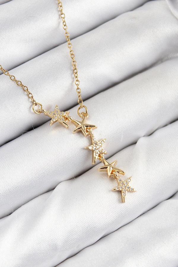 316L Çelik Yıldız Model Gold Renk Kadın Kolye - Image 1