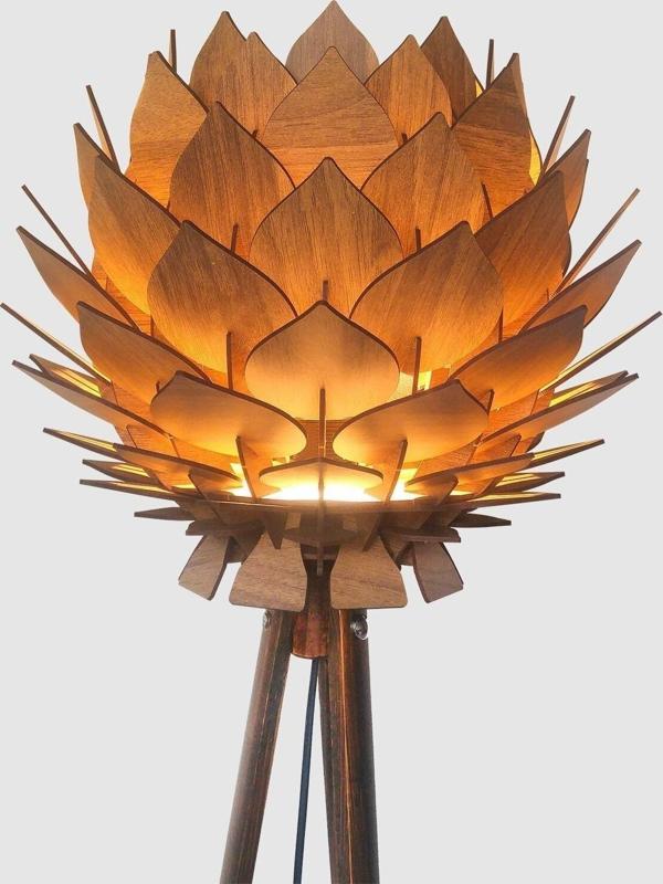 Lotus Dekoratif Lambader Şapkası Başlığı Avize Abajur Ceviz - Image 1