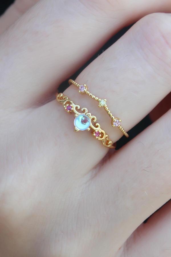 Gold Renk Zirkon Taşlı Taç Model Kadın Yüzük - Image 1