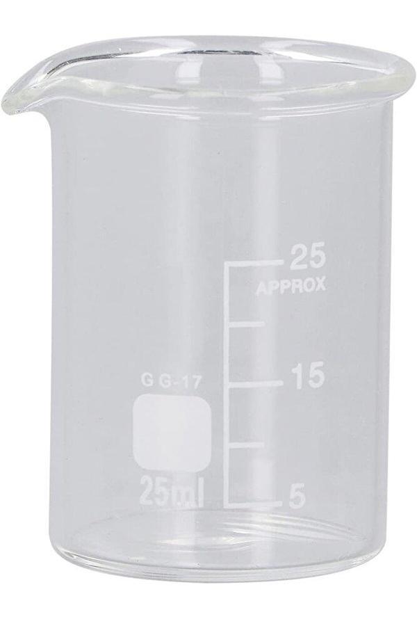 25 ml Borosilikat Cam Beher – Laboratuvar Ölçüm Kabı ve Deney Bardağı - Image 1