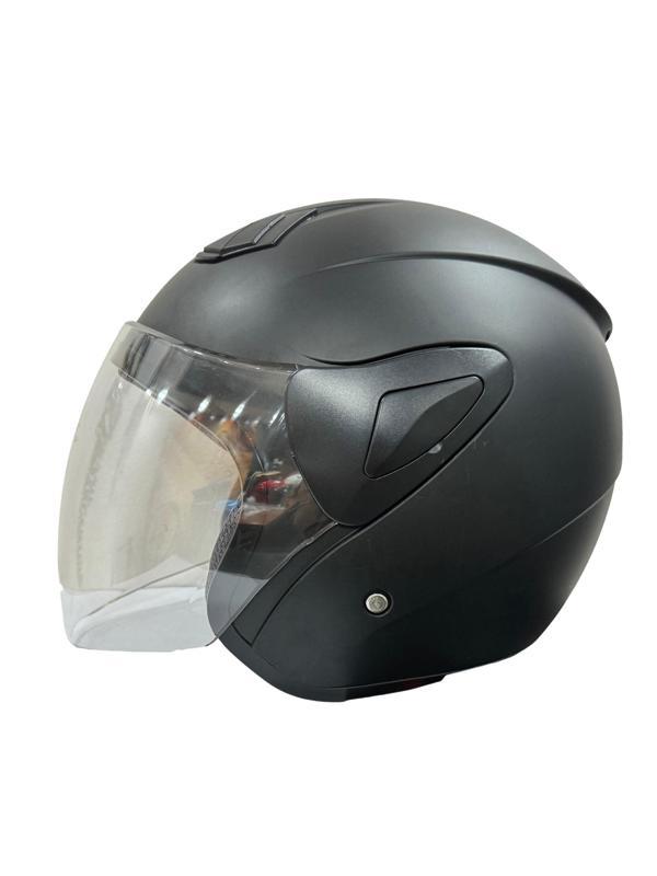 Sway Xbyc 633 Solıd Şeffaf Vizörlü Yarım Motosiklet Scooter Kaskı S Beden Siyah - Image 1