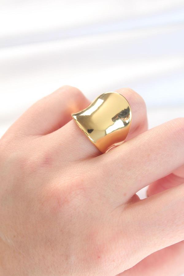 Gold Renk Ayarlanabilir Kavisli Ayna Yüzük - Image 1