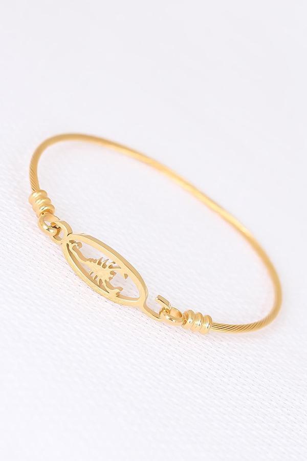 Gold Çelik Akrepli Erkek Kelepçe Bileklik - Image 1