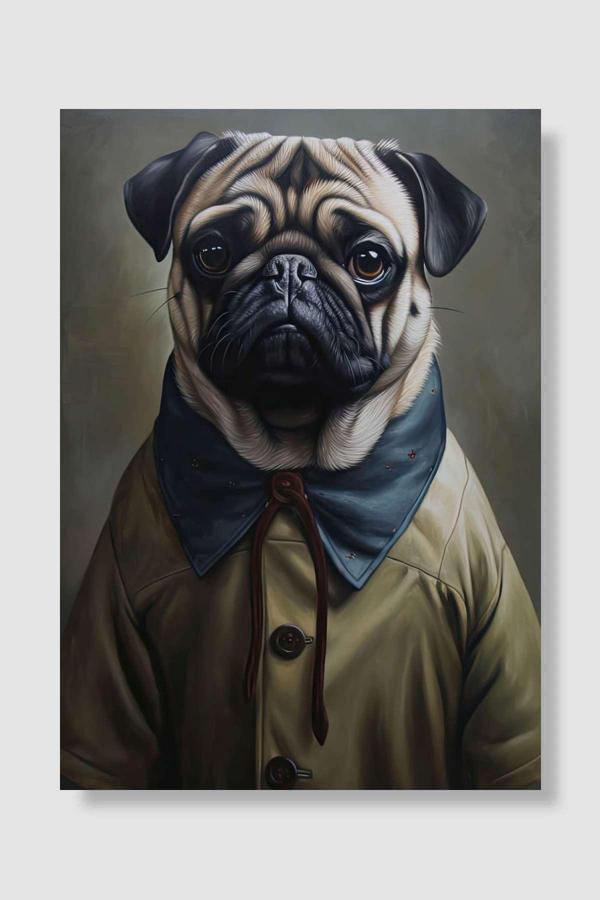 Kubdekor Pug Dog Painting  Popart Poster Dekoratif Modern Sanatsal Duvar Poster - Image 1