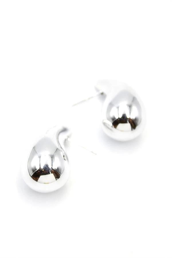 Orta Boy Damla Küpe - Gümüş - Image 1