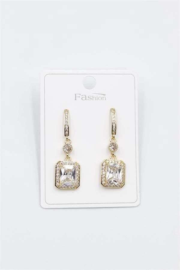 Taşlı Baget Küpe - Altın - Image 1