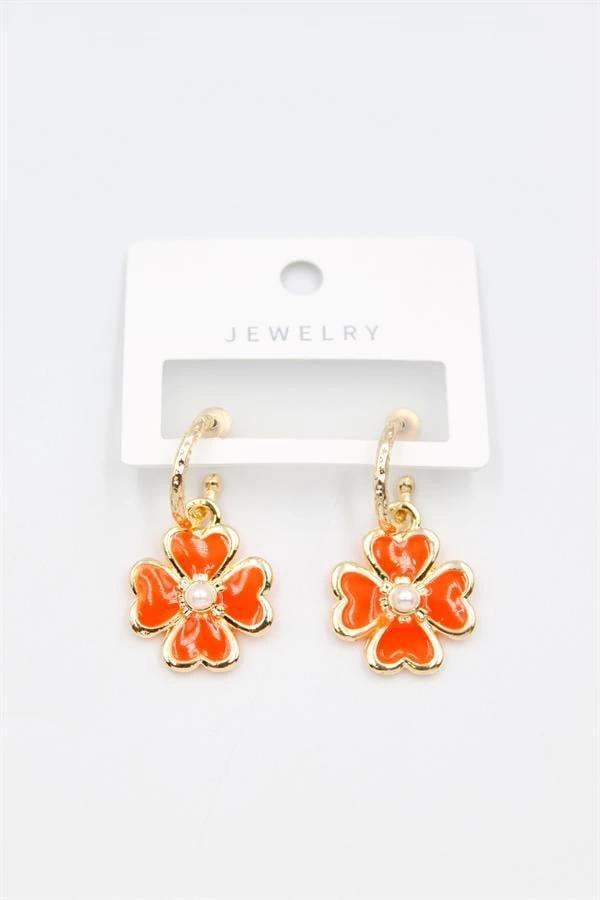 Çiçek Küpe - Turuncu - Image 1