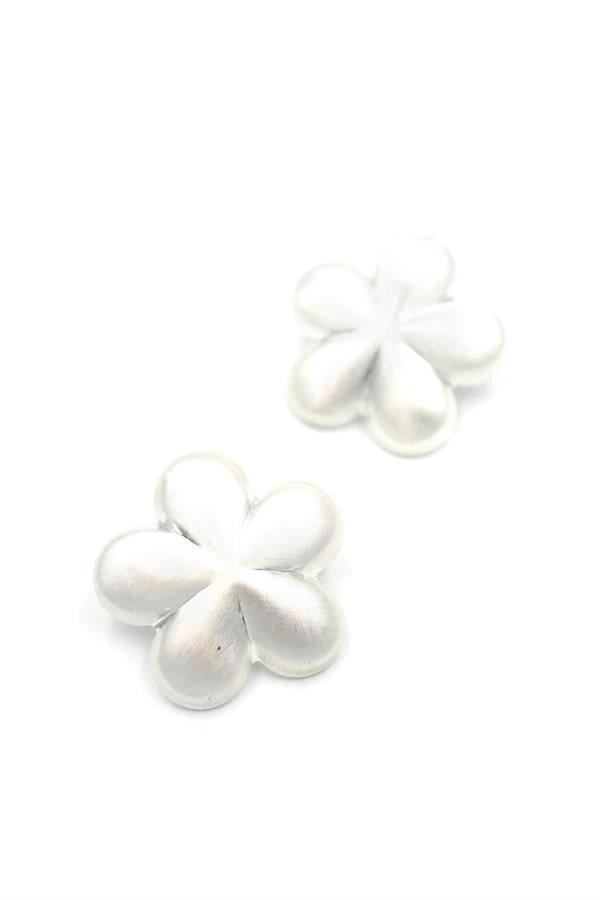 Metal Çiçek Küpe - Gümüş - Image 1