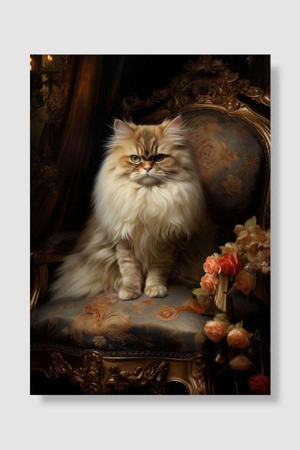 Kubdekor Persian cat with flowers Popart Poster Dekoratif Modern Sanatsal Duvar Poster - Image 1