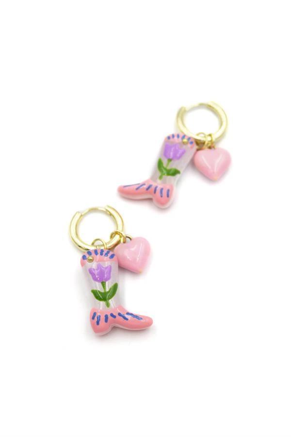 Çizme Küpe - Pembe - Image 1