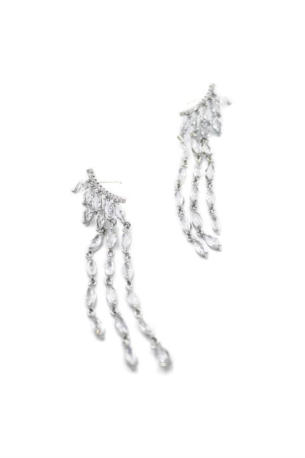 Zirkon Taşlı Küpe - Gümüş - Image 1