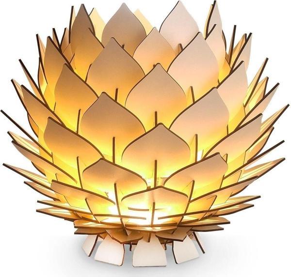 Design Otto Lotus Dekoratif Abajur Avize Sarkıt Lambader Şapkası Bej - Image 1