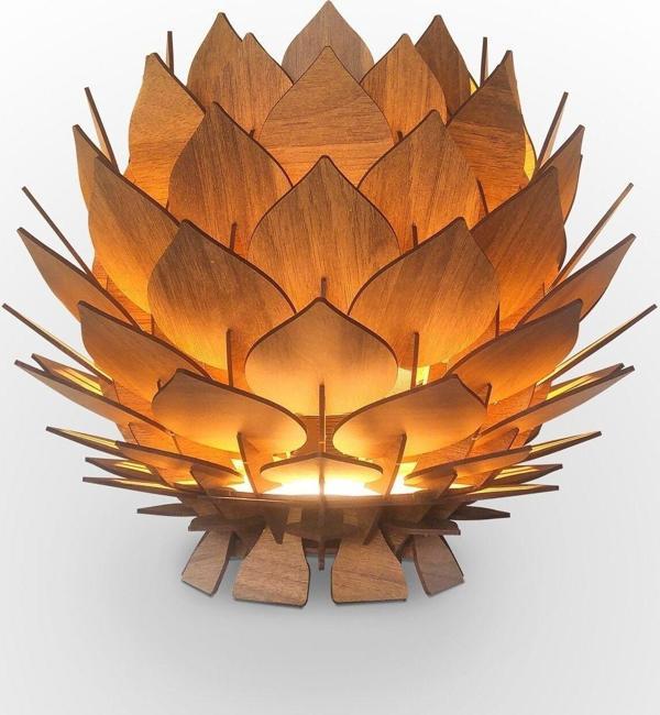 Design Otto Lotus Dekoratif Abajur Avize Sarkıt Lambader Şapkası Ceviz - Image 1