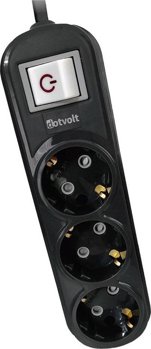 DOTVOLT 3-lü Surge Hunter 350 Joules Akım Koruma Prizi 1.5metre Siyah - Image 1