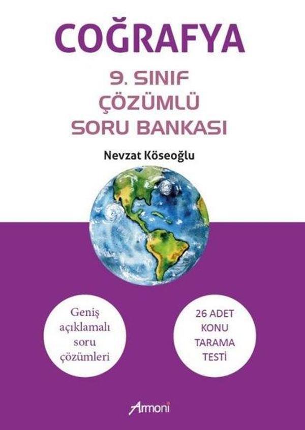 Coğrafya 9.Sınıf Çözümlü Soru Bankası - Geniş Açıklamalı Soru Çözümleri-26 Adet Konu Tarama Testi - Armoni - Image 1