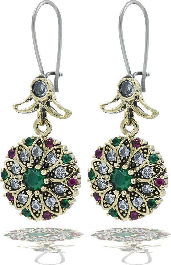 Verde Serisi Yeşil Renkli Ametist Taşlı Gümüş Kadın Otantik Küpe - Image 1