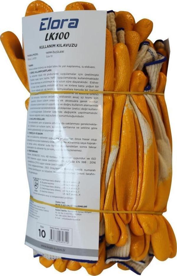 Beybi Elora Nitril Pmk LK100 Örme Beyaz-Sarı 12li Paket - Image 1