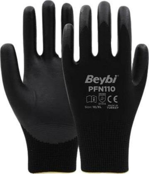 PFN110 9 Beden Siyah Polyester Örgü Üzeri ½ Köpük Nitril Kaplı Eldiven 12li Paket En388 (3131X) - Image 1
