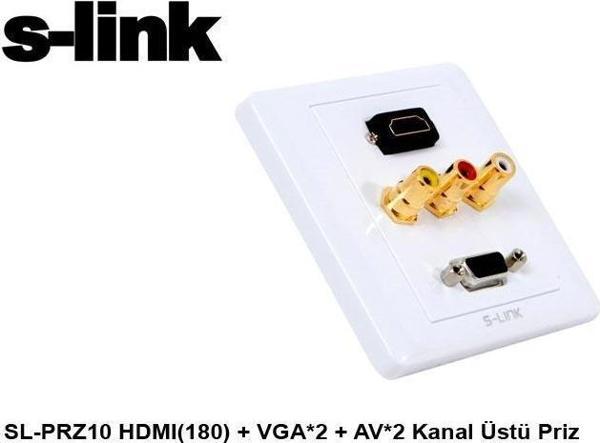S-link  SL-PRZ10 Hdmı(180) + vga-2 + av-2 Kanal Üst Priz - Image 1