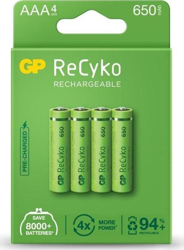 GP AAA 650 mAh Şarjlı İnce Kalem Pil 4'lü Paket GP65AAAHCEM-2GBR4 - Image 1
