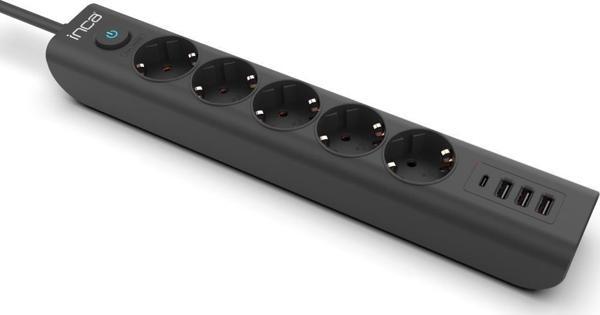 INCA IPW-44TU 5li  3Usb+Typ-C Akım Kor. Led Tuş. Priz 1.5m Siyah - Image 1