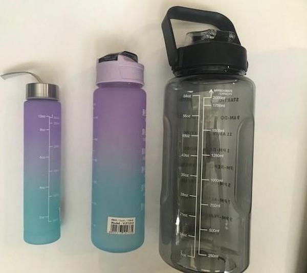 Valletta VLT1296 Figo 3lü Set  Motivasyonel Su Matarası Siyah(2000ml-750ml-300ml) - Image 1