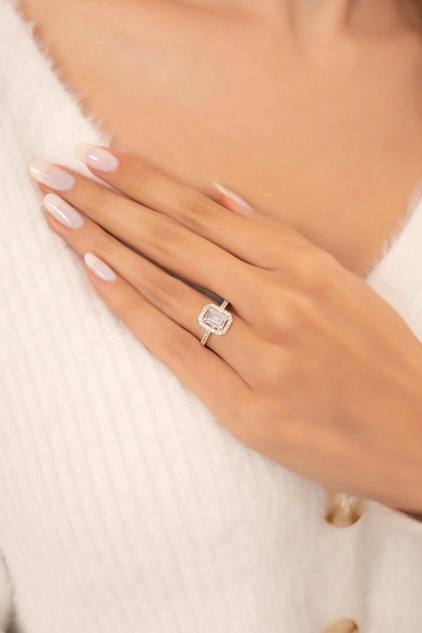 Eva Jewelry Baget Taşlı Ayarlanabilir Gümüş Kaplama Kadın Yüzük - Image 1